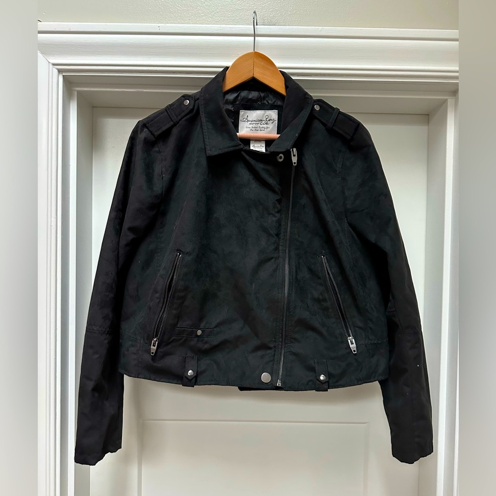 American Rag faux suede black moto jacket XL